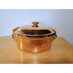 Vintage Hall Golden Glo Gold 2 Quart French Casserole Dish With Lid